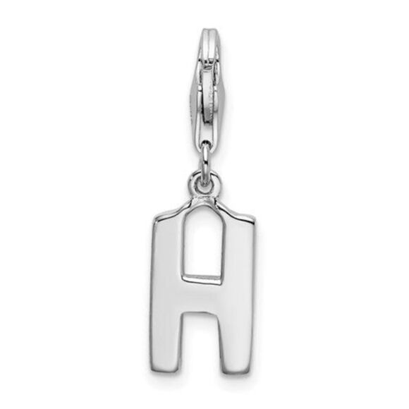 Amore La Vita Sterling Silver Rhodium-plated Polished CZ Letter H Initial Charm - Picture 4 of 4